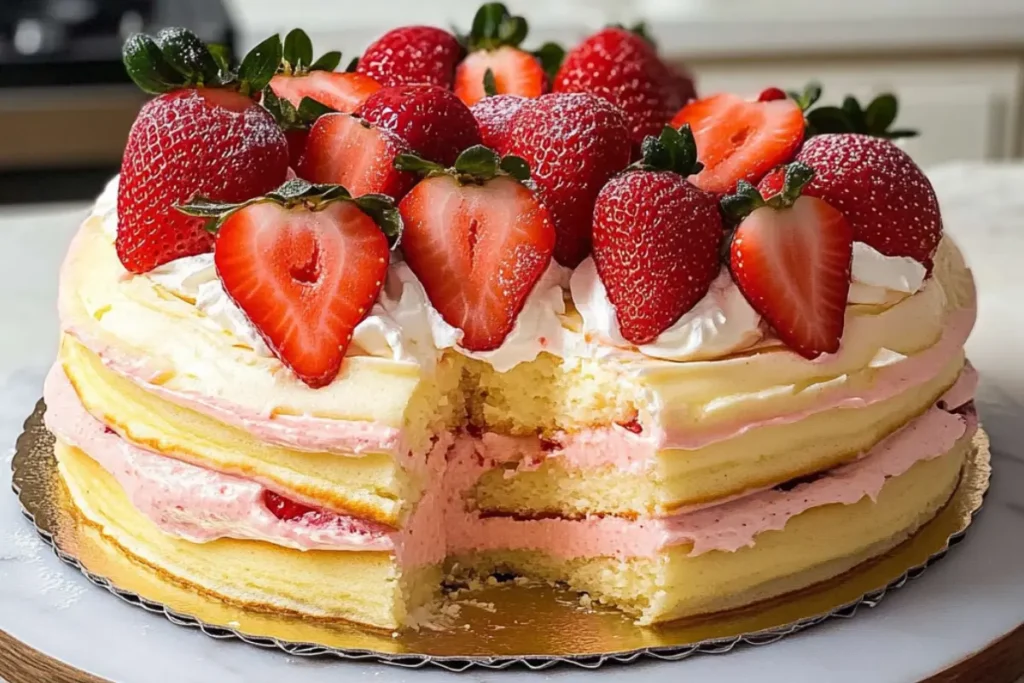 E Strawberry Crepe Cake