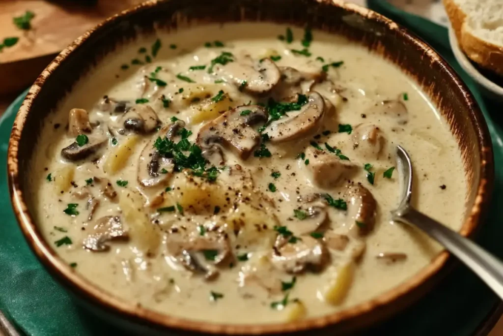 Various substitutes for cream of mushroom soup on a countertop.