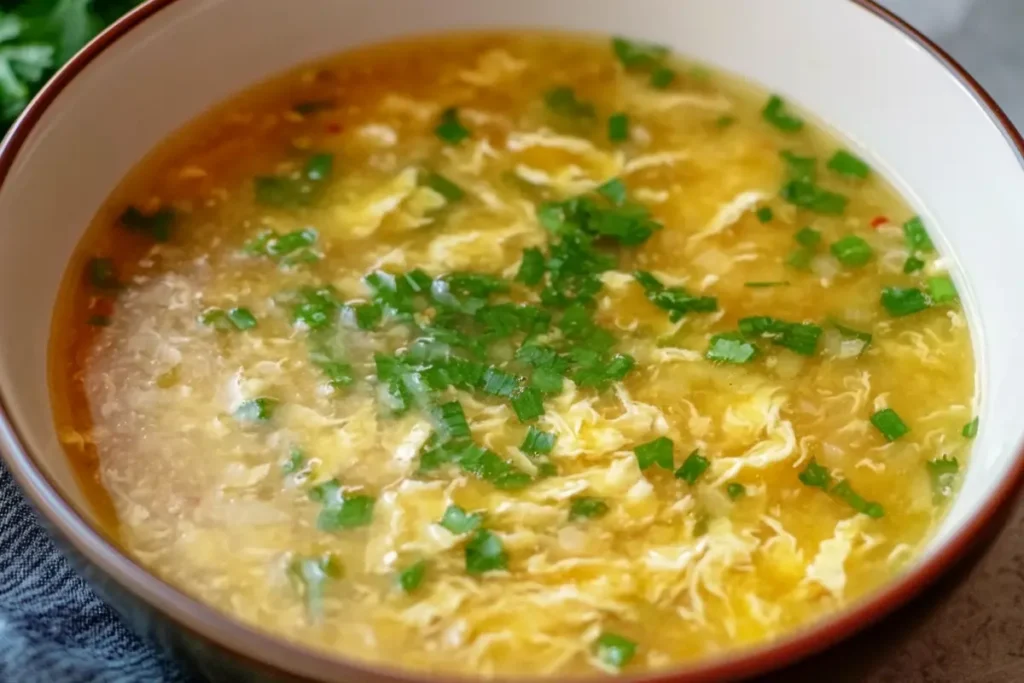 Healthy and delicious homemade egg drop soup in a bowl showcasing egg drop soup nutrition.