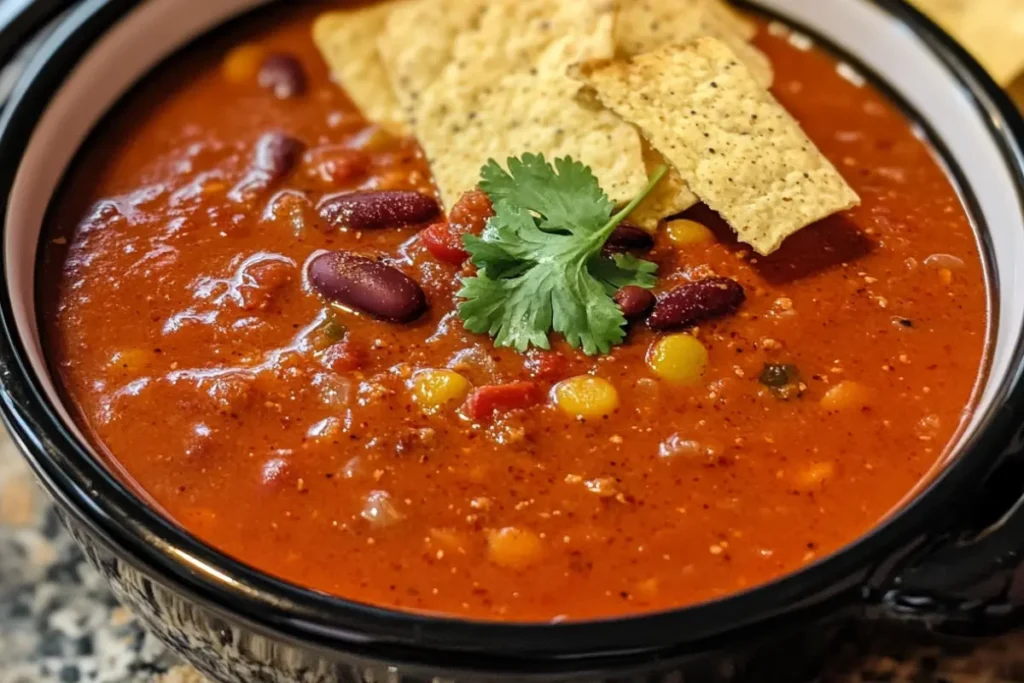 Bowl of delicious chili, questioning if chili is a soup.