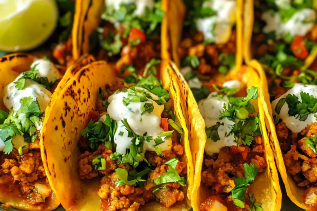 Crispy Oven Baked Tacos with Ground Beef and Cheese
