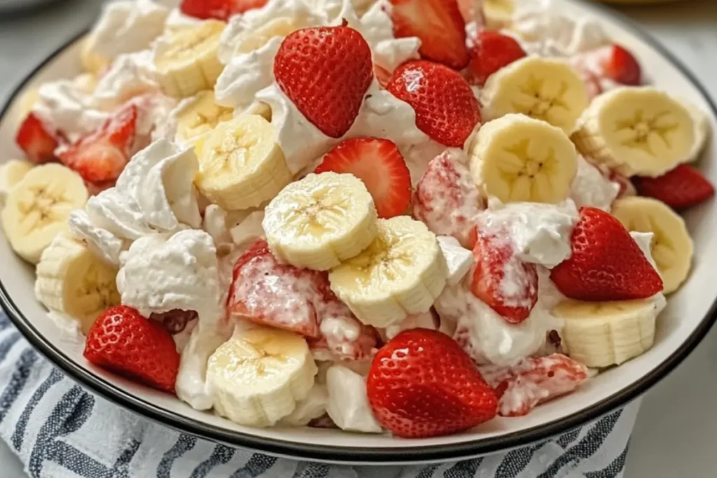 Delicious Strawberry Banana Cheesecake Fruit Salad