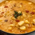 Simmering Cajun Potato Soup in a Pot