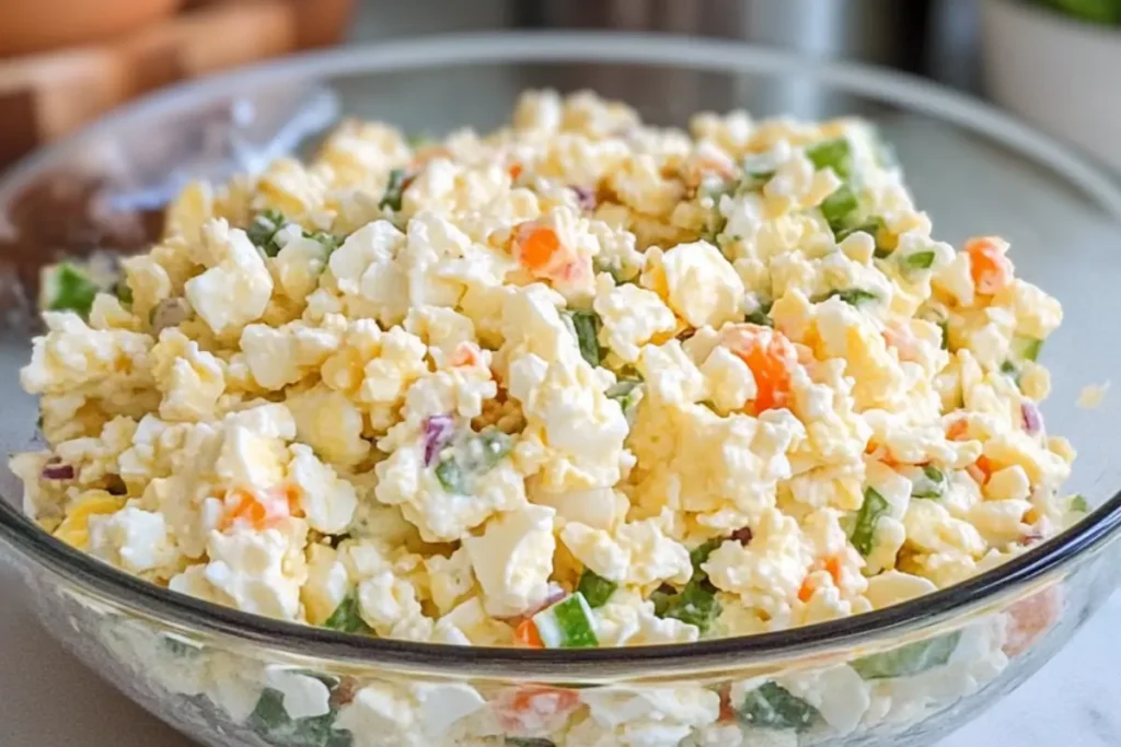 Cottage Cheese Egg Salad Ingredients: Eggs, Cottage Cheese, Celery, Onion, Herbs