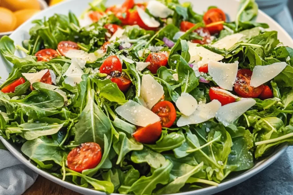 Fresh rocket salad with Parmesan and balsamic, recipe guide.