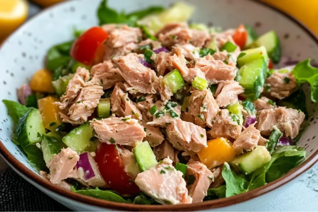 Lower-calorie tuna salad recipe and calorie information.