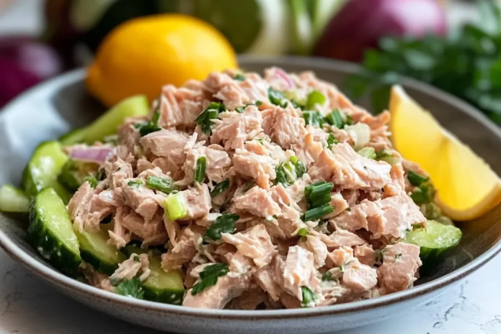 Serving lower-calorie tuna salad in lettuce wraps.